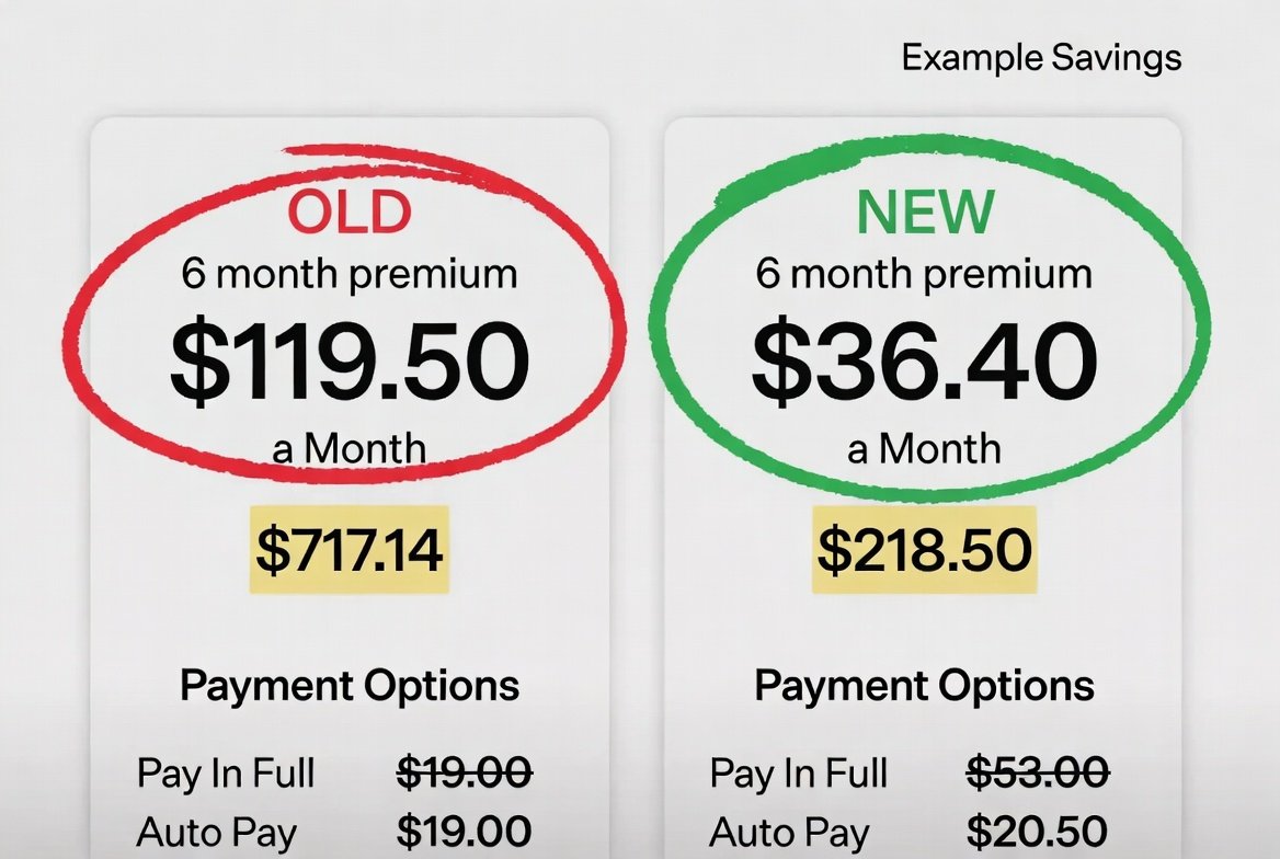 Illustrative auto insurance rate comparison